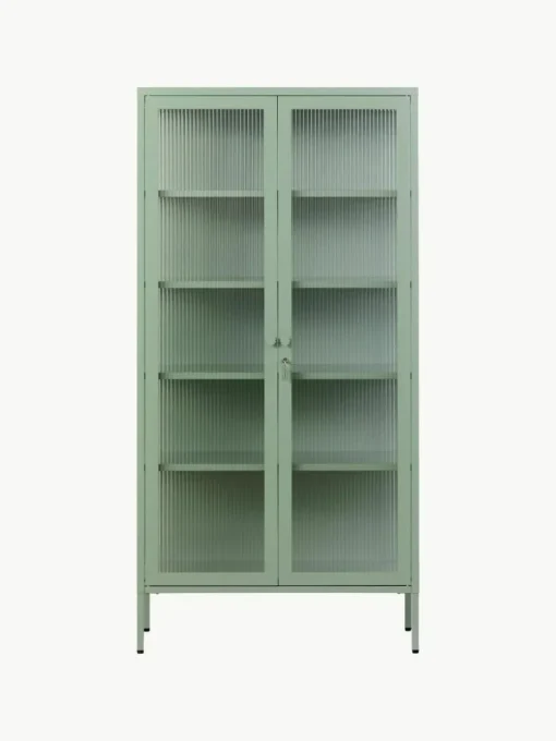 Metall-Vitrine The Collector mit geriffeltem Glas