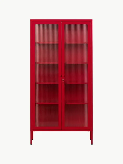 Metall-Vitrine The Collector mit geriffeltem Glas