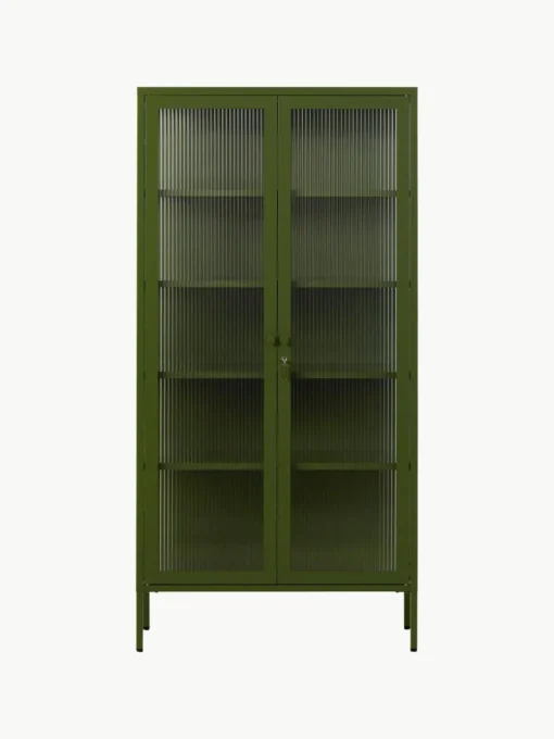 Metall-Vitrine The Collector mit geriffeltem Glas