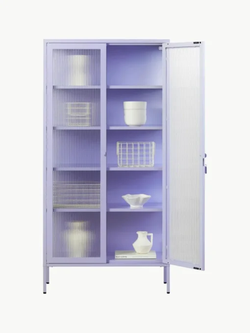 Metall-Vitrine The Collector mit geriffeltem Glas
