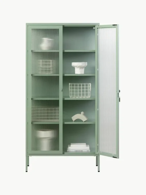 Metall-Vitrine The Collector mit geriffeltem Glas