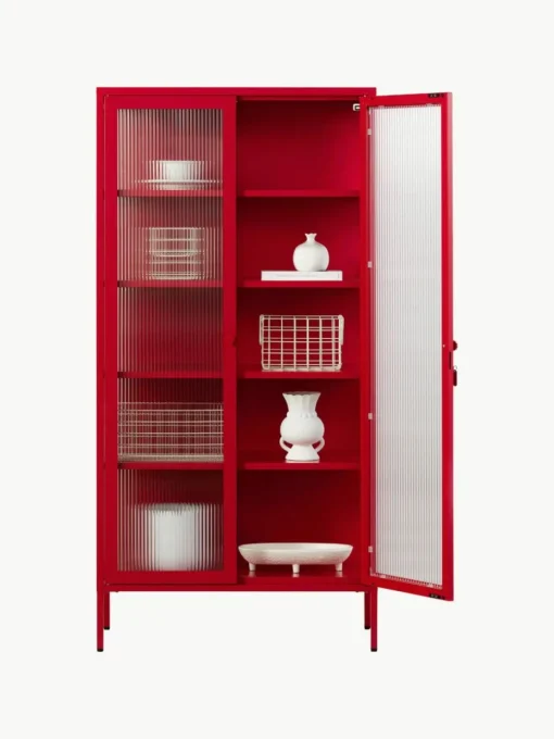 Metall-Vitrine The Collector mit geriffeltem Glas