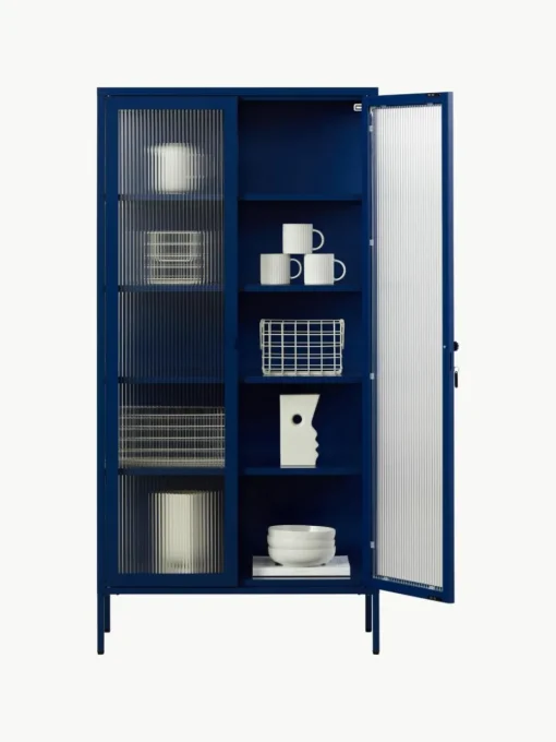 Metall-Vitrine The Collector mit geriffeltem Glas
