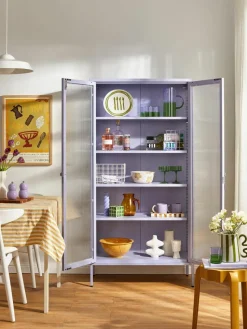Metall-Vitrine The Collector mit geriffeltem Glas