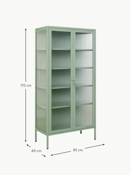 Metall-Vitrine The Collector mit geriffeltem Glas
