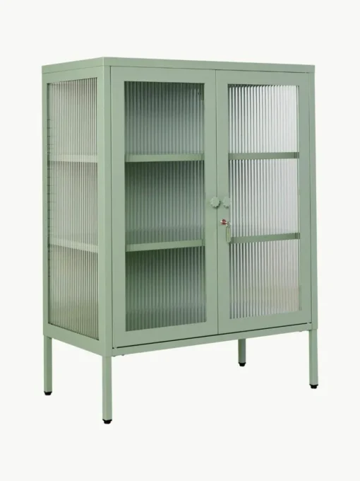 Metall-Vitrine The Mixer mit geriffeltem Glas