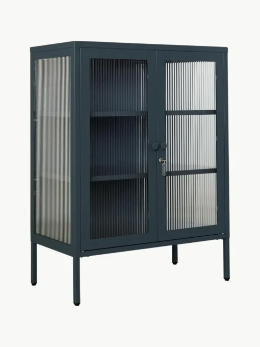 Metall-Vitrine The Mixer mit geriffeltem Glas