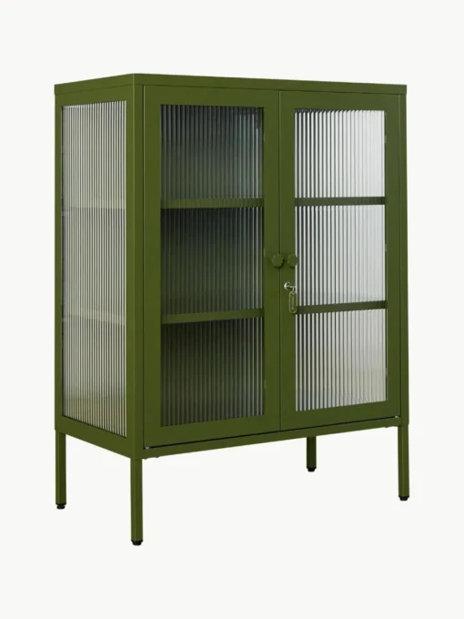 Metall-Vitrine The Mixer mit geriffeltem Glas