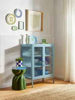 Metall-Vitrine The Mixer mit geriffeltem Glas