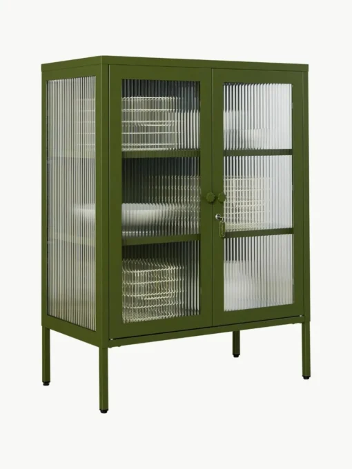 Metall-Vitrine The Mixer mit geriffeltem Glas