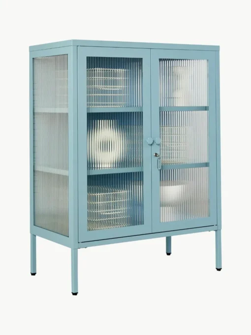 Metall-Vitrine The Mixer mit geriffeltem Glas