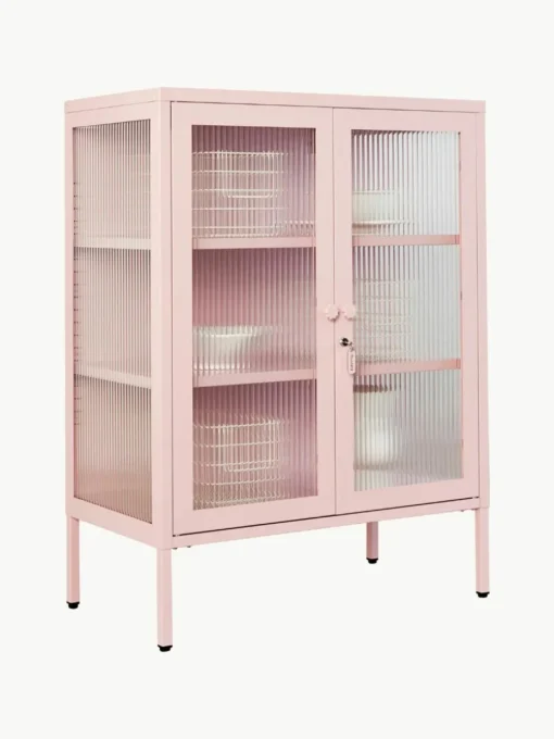 Metall-Vitrine The Mixer mit geriffeltem Glas
