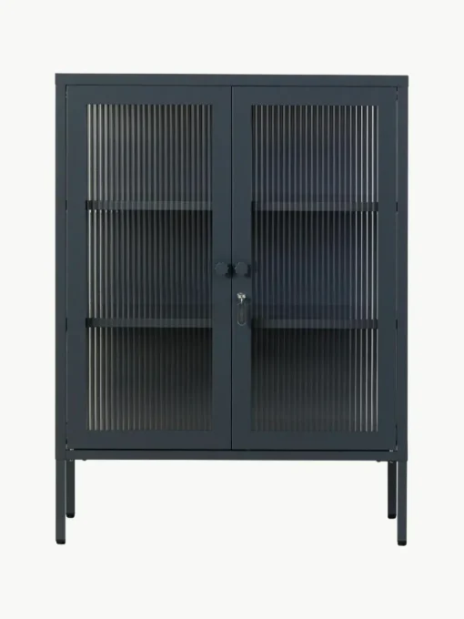 Metall-Vitrine The Mixer mit geriffeltem Glas