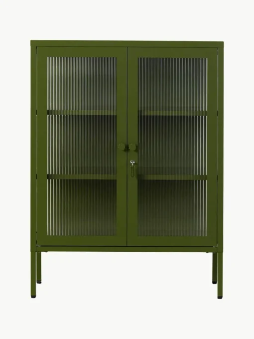 Metall-Vitrine The Mixer mit geriffeltem Glas