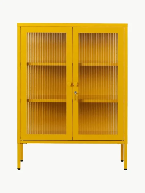 Metall-Vitrine The Mixer mit geriffeltem Glas