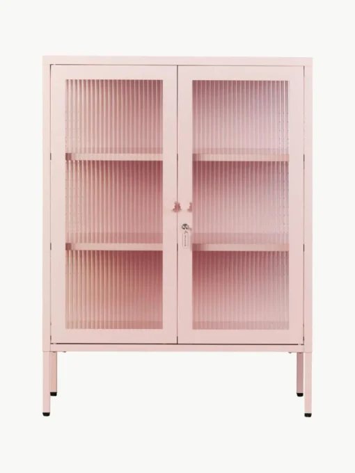 Metall-Vitrine The Mixer mit geriffeltem Glas