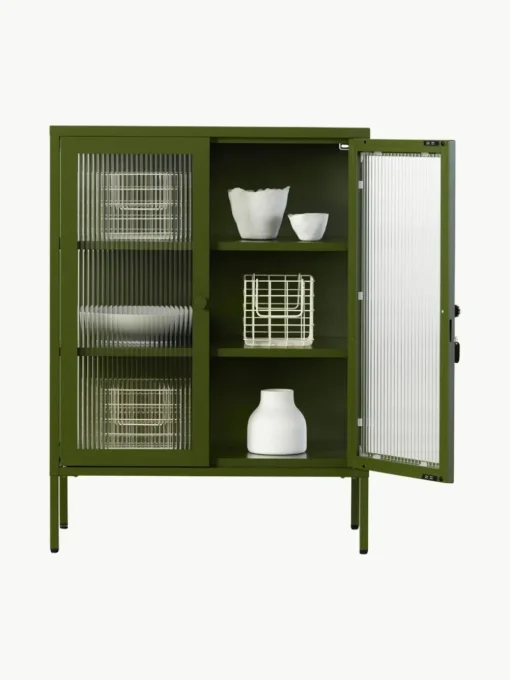 Metall-Vitrine The Mixer mit geriffeltem Glas
