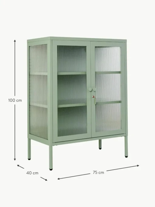 Metall-Vitrine The Mixer mit geriffeltem Glas