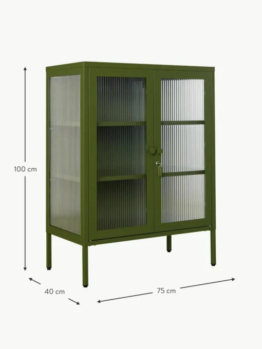 Metall-Vitrine The Mixer mit geriffeltem Glas