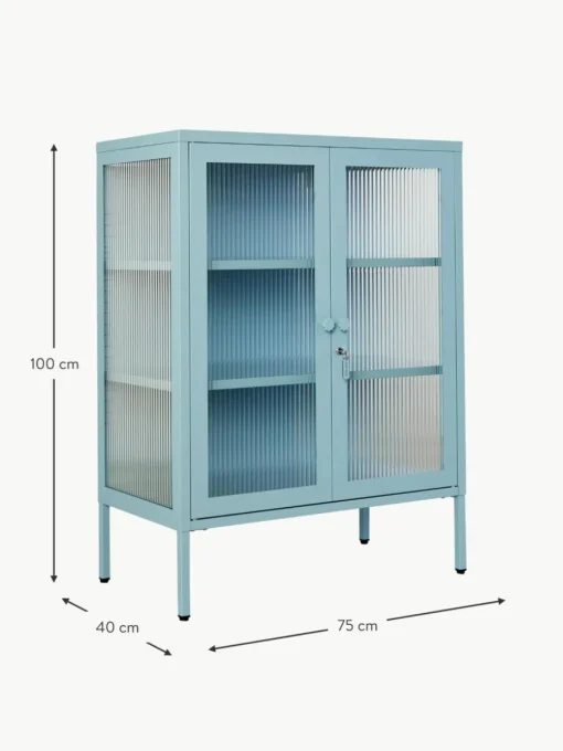 Metall-Vitrine The Mixer mit geriffeltem Glas