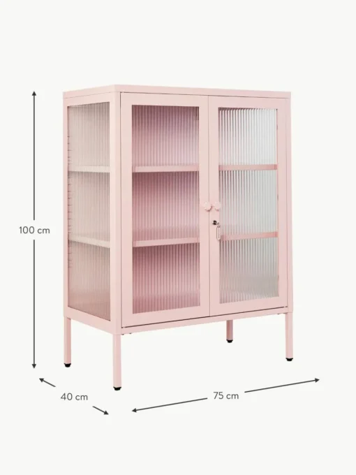 Metall-Vitrine The Mixer mit geriffeltem Glas