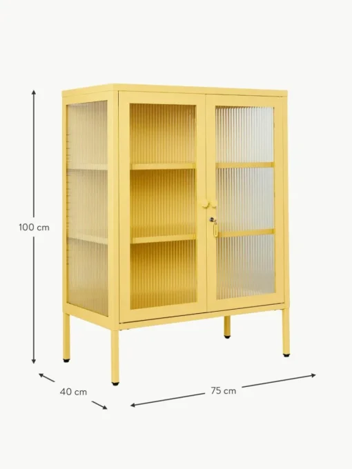 Metall-Vitrine The Mixer mit geriffeltem Glas