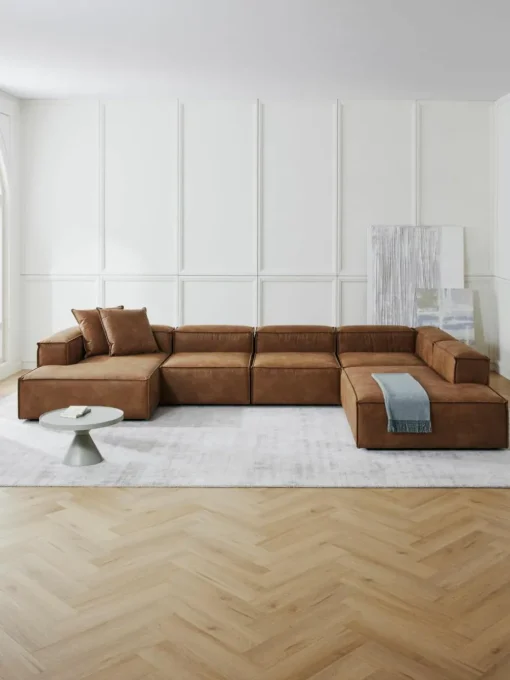 Modulare Wohnlandschaft Lennon aus recyceltem Leder