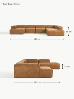 Modulare Wohnlandschaft Lennon aus recyceltem Leder