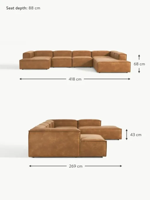 Modulare Wohnlandschaft Lennon aus recyceltem Leder