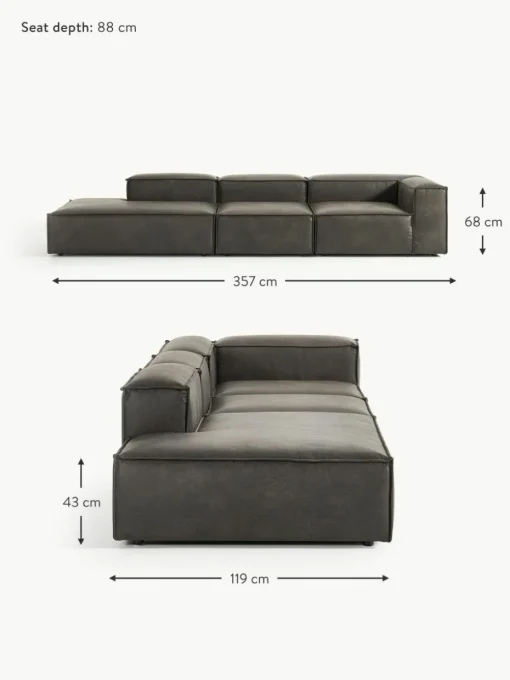 Modulare XL-Ottomane Lennon aus recyceltem Leder
