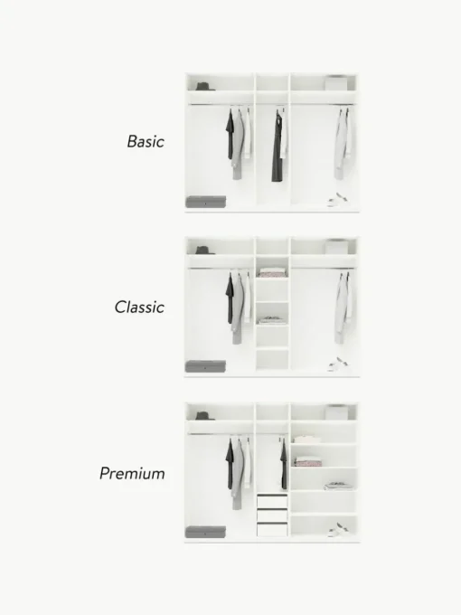 Modularer Drehtürenschrank Simone, 250 cm Breite, mehrere Varianten