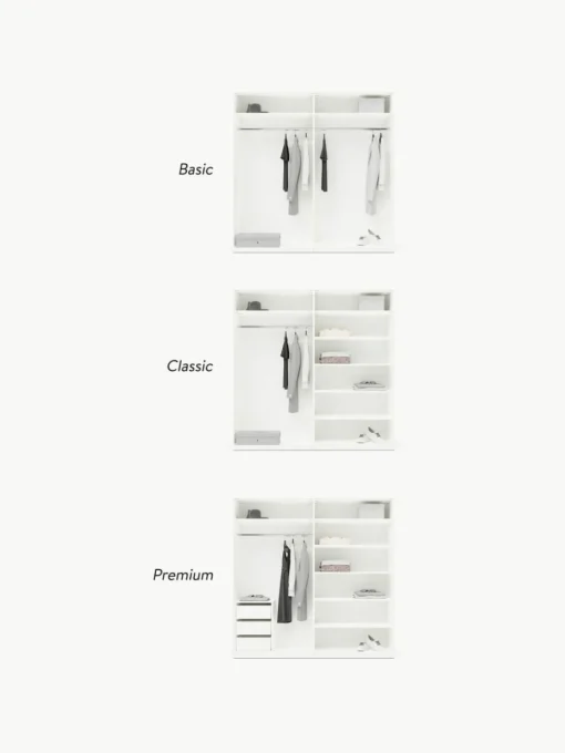 Modularer Drehtürenschrank Charlotte, 200 cm Breite, mehrere Varianten