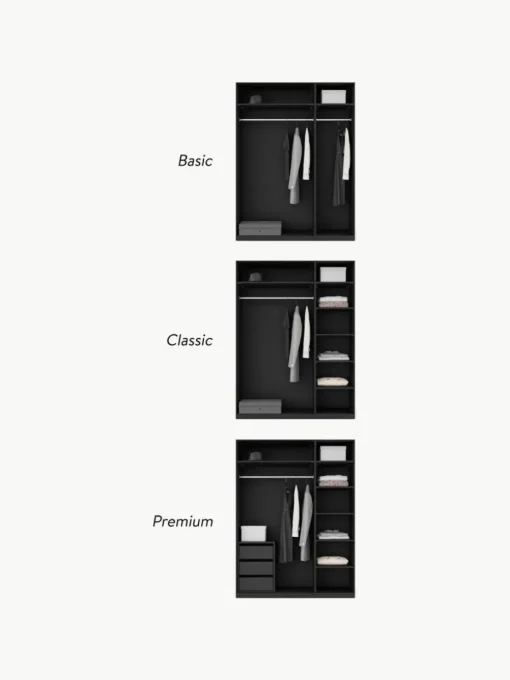Modularer Drehtürenschrank Leon, 150 cm Breite, mehrere Varianten