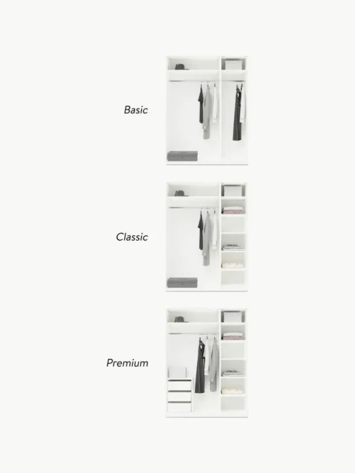 Modularer Drehtürenschrank Simone, 150 cm Breite, mehrere Varianten