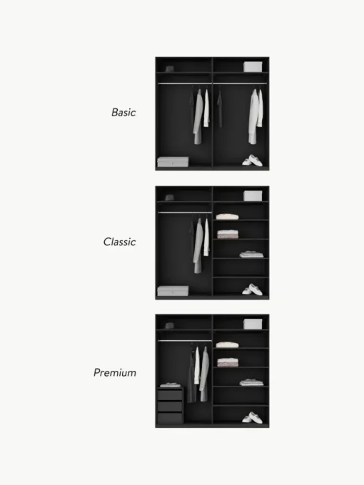 Modularer Drehtürenschrank Leon, 200 cm Breite, mehrere Varianten