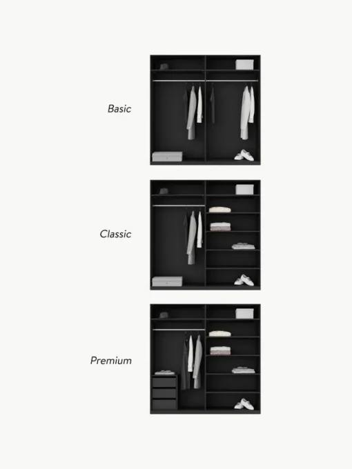 Modularer Drehtürenschrank Simone, 200 cm Breite, mehrere Varianten