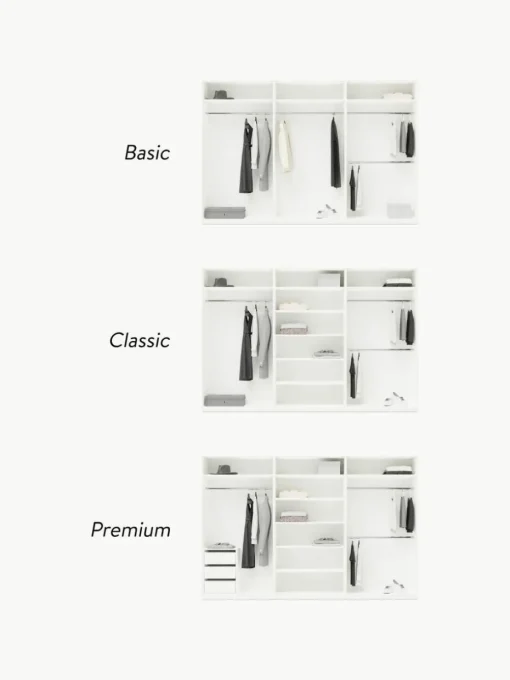 Modularer Drehtürenschrank Leon, 300 cm Breite, mehrere Varianten