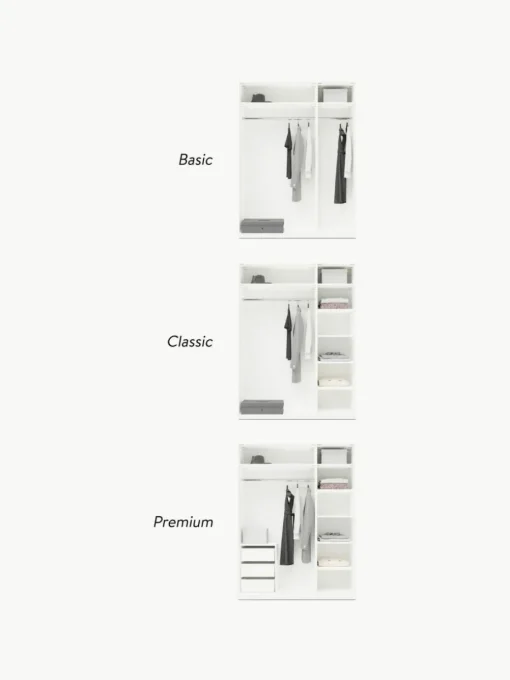 Modularer Drehtürenschrank Charlotte, 150 cm Breite, mehrere Varianten