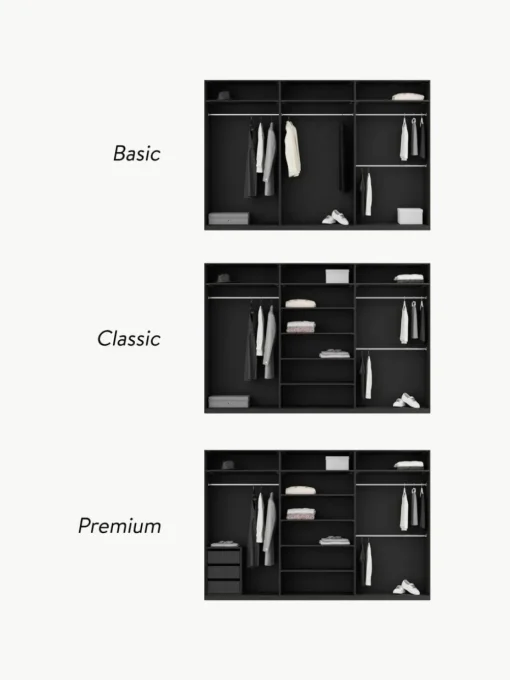 Modularer Drehtürenschrank Simone, 300 cm Breite, mehrere Varianten