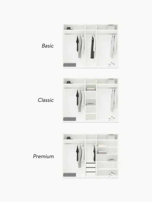 Modularer Drehtürenschrank Charlotte, 250 cm Breite, mehrere Varianten