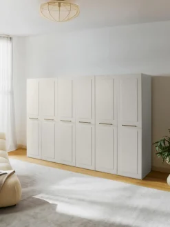Modularer Drehtürenschrank Charlotte, 300 cm Breite, mehrere Varianten
