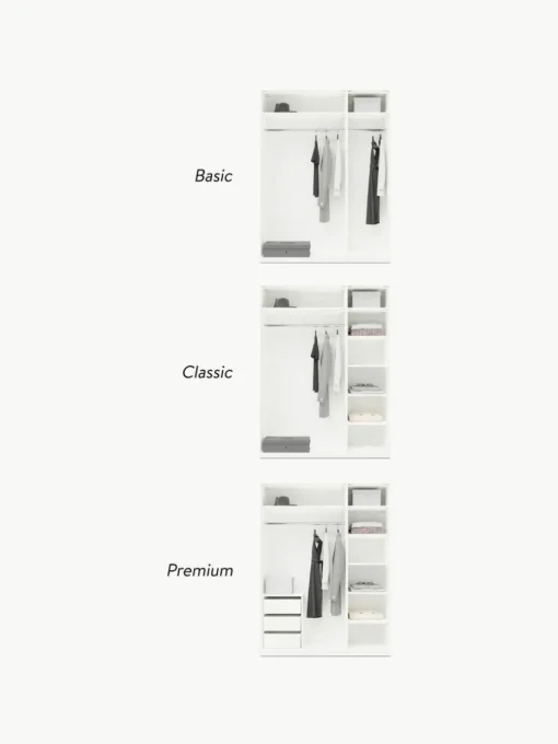Modularer Drehtürenschrank Charlotte, 150 cm Breite, mehrere Varianten