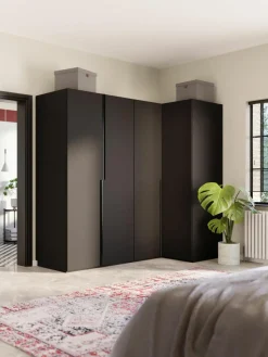 Modularer Eck-Kleiderschrank Leon, 215 cm Breite, mehrere Varianten