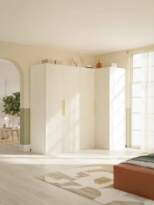 Modularer Eck-Kleiderschrank Simone, 215 cm Breite, mehrere Varianten