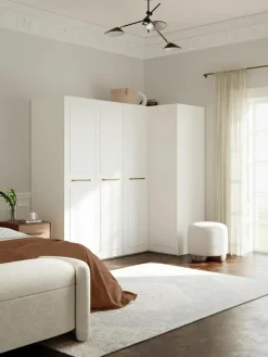 Modularer Eck-Kleiderschrank Charlotte, 215 cm Breite, mehrere Varianten