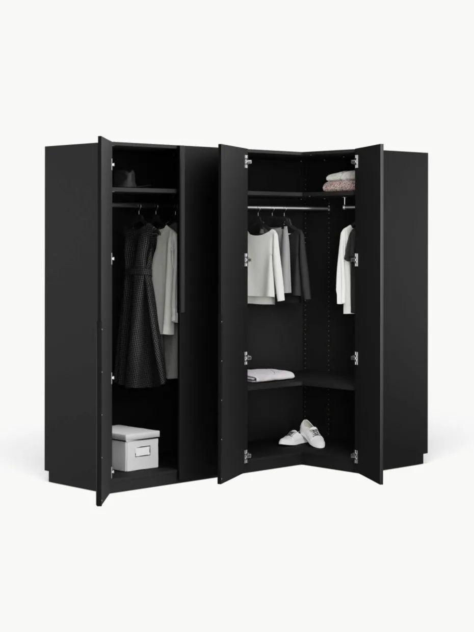 Modularer Eck-Kleiderschrank Leon, 215 cm Breite, mehrere Varianten