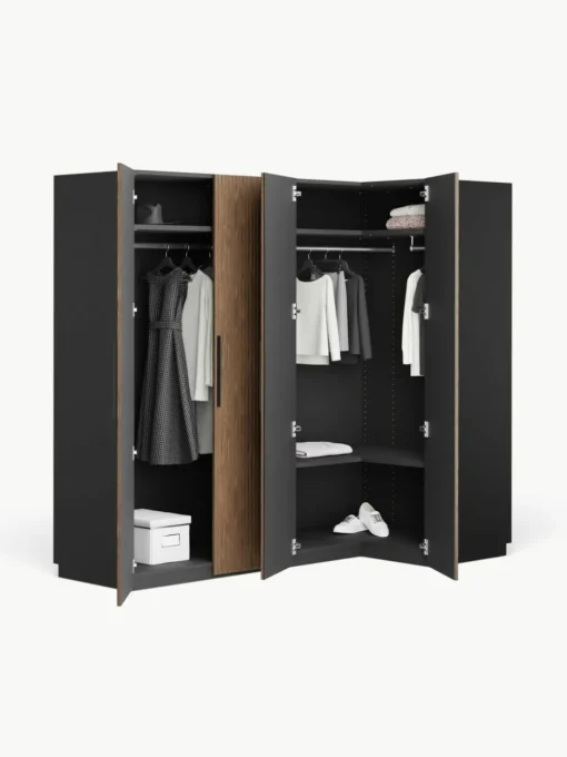 Modularer Eck-Kleiderschrank Simone, 215 cm Breite, mehrere Varianten