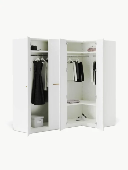 Modularer Eck-Kleiderschrank Charlotte, 215 cm Breite, mehrere Varianten