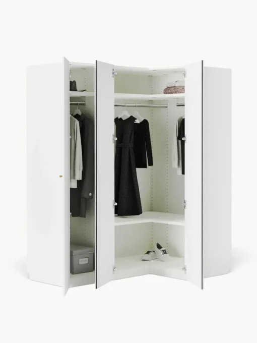 Modularer Eck-Kleiderschrank Charlotte, 165 cm Breite, mehrere Varianten