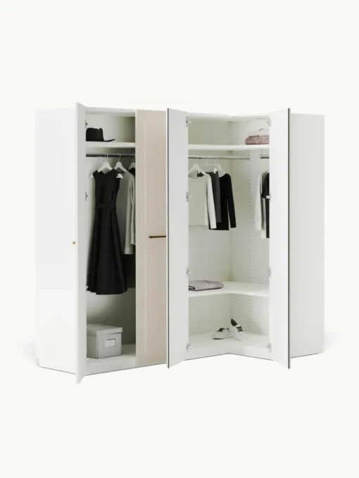 Modularer Eck-Kleiderschrank Charlotte, 215 cm Breite, mehrere Varianten